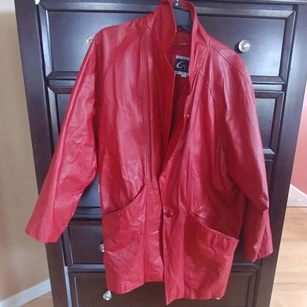 Red leather jacket
